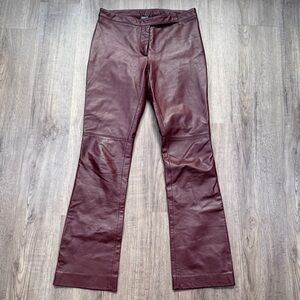 Laundry By Shelli Segal Burgundy Vintage Leather Flare Bootcut Pants - Size 4